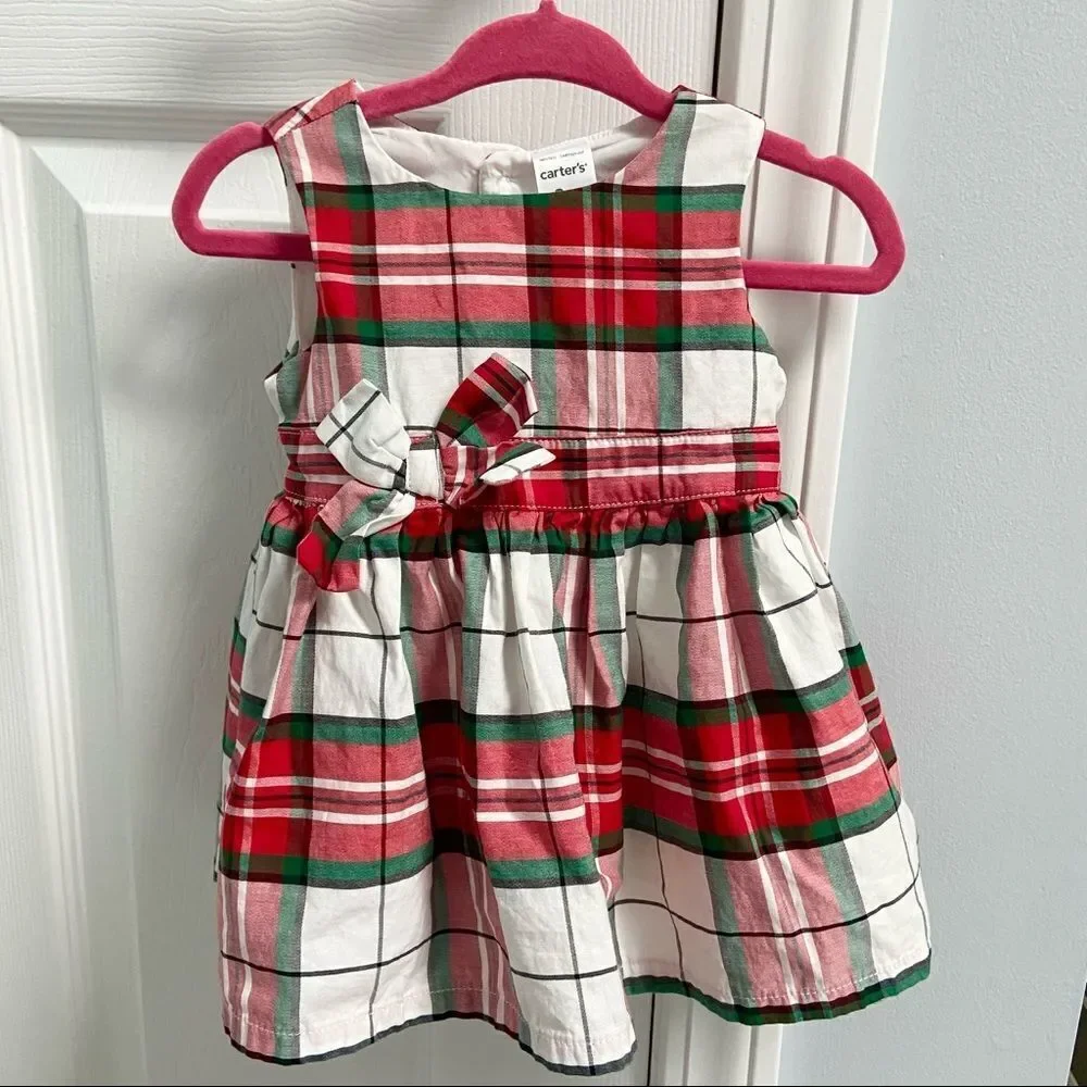 Carter’s holiday plaid sleeveless lined dress for baby girl  - 3 months